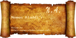 Nemes Aladár névjegykártya